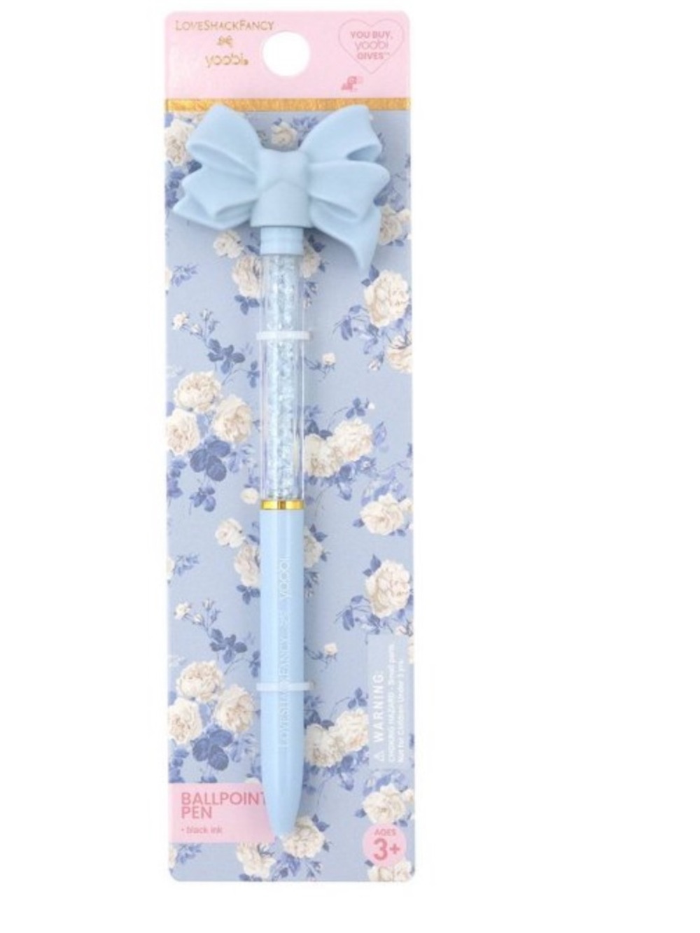 LoveShackFancy NWT Floral Blue Poly Folder set with Bow Ballpoint Pen - Picture 4 of 5
